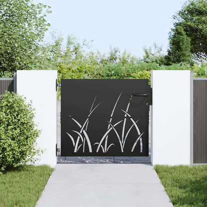 Cancello da giardino con blocco Nero 85 x 100 cm