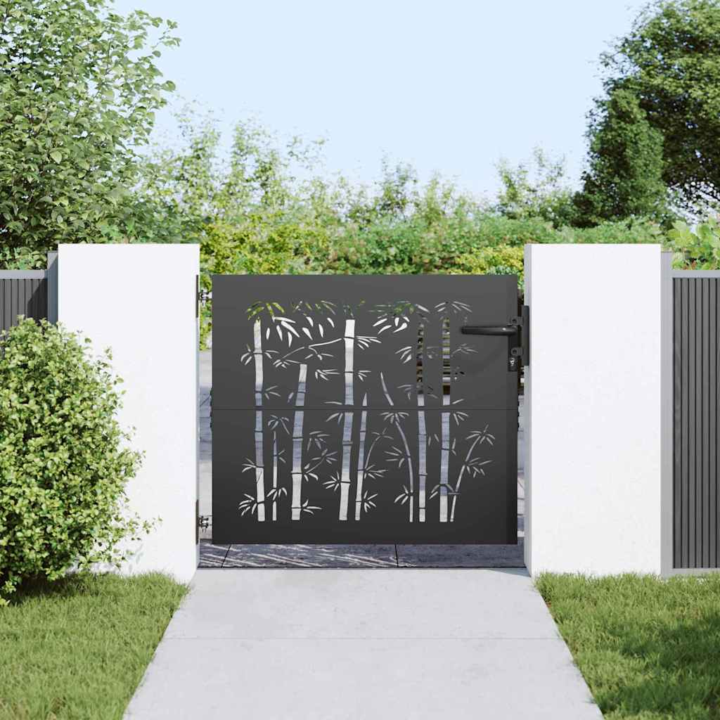 Cancello da giardino con blocco Nero 85 x 175 cm