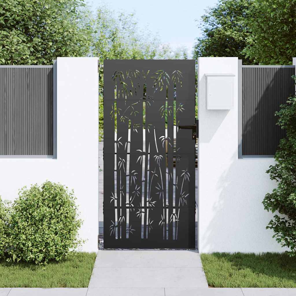 Cancello da giardino con blocco Nero 85 x 100 cm