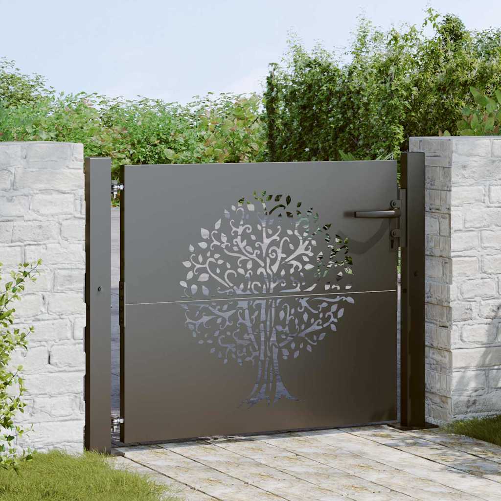 Cancello da giardino con blocco Nero 110 x 105 cm