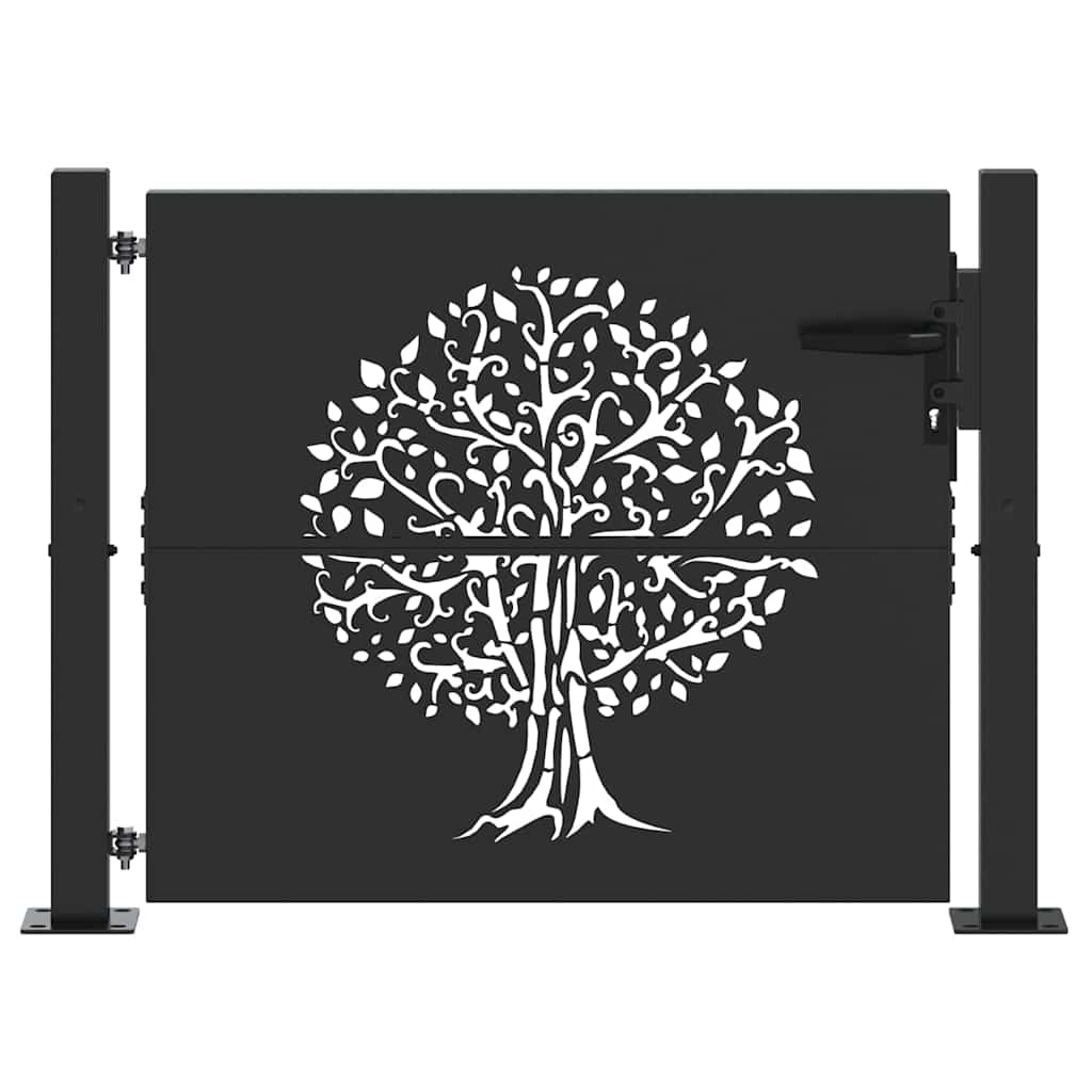 Cancello da giardino con blocco Nero 110 x 105 cm