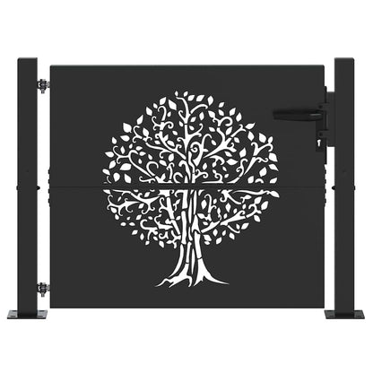 Cancello da giardino con blocco Nero 110 x 105 cm