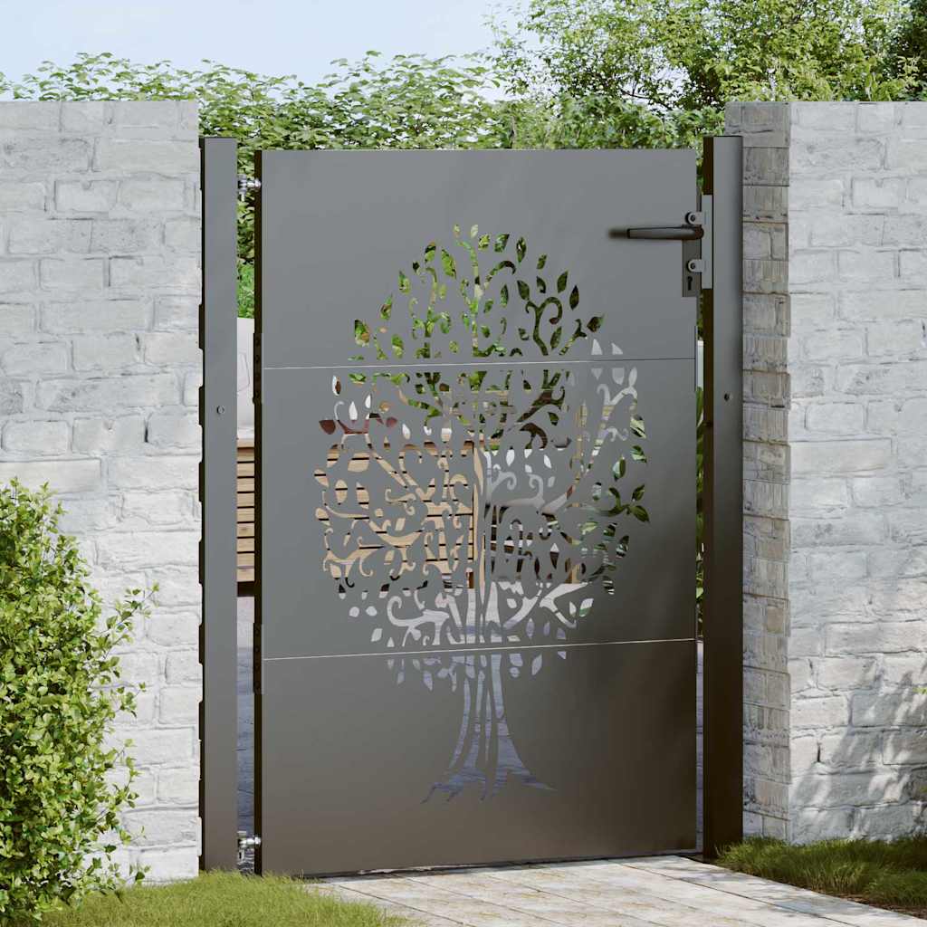 Cancello da giardino con blocco Nero 110 x 130 cm