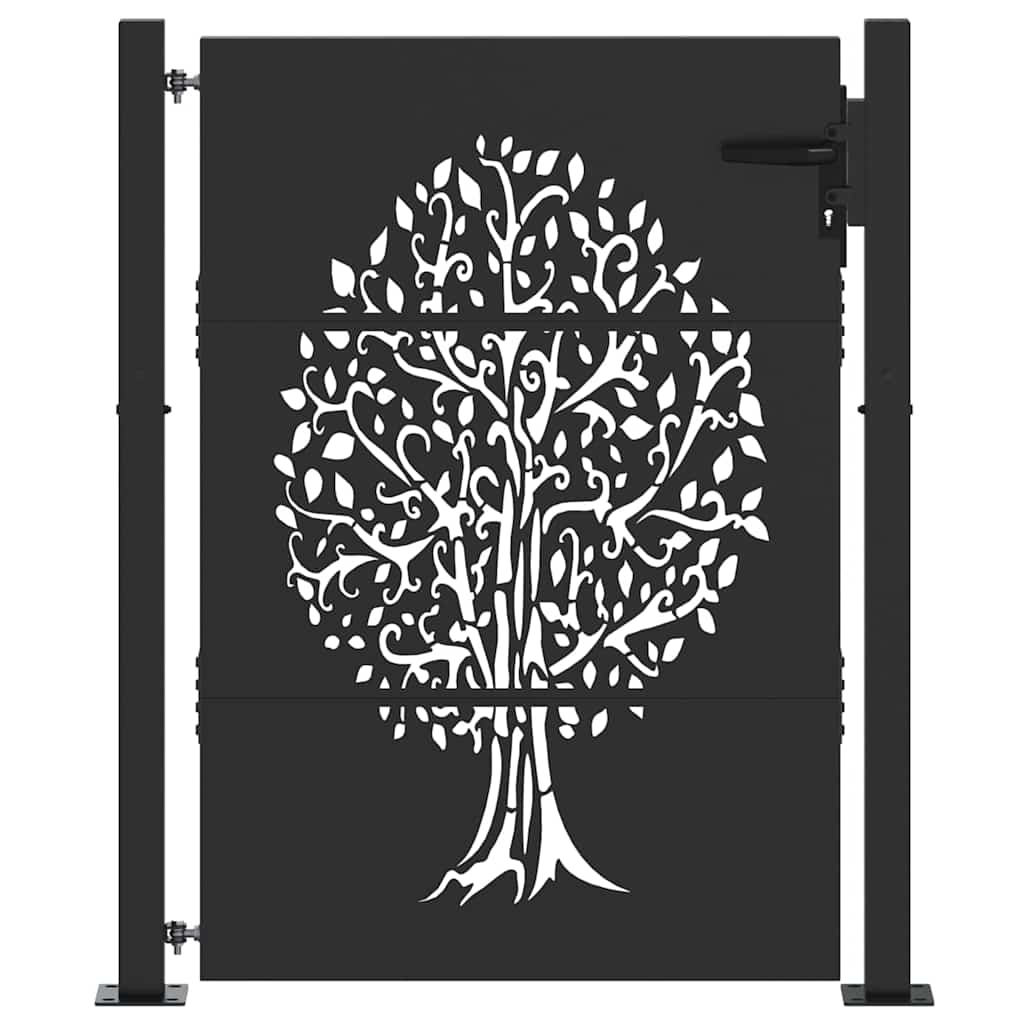 Cancello da giardino con blocco Nero 110 x 130 cm