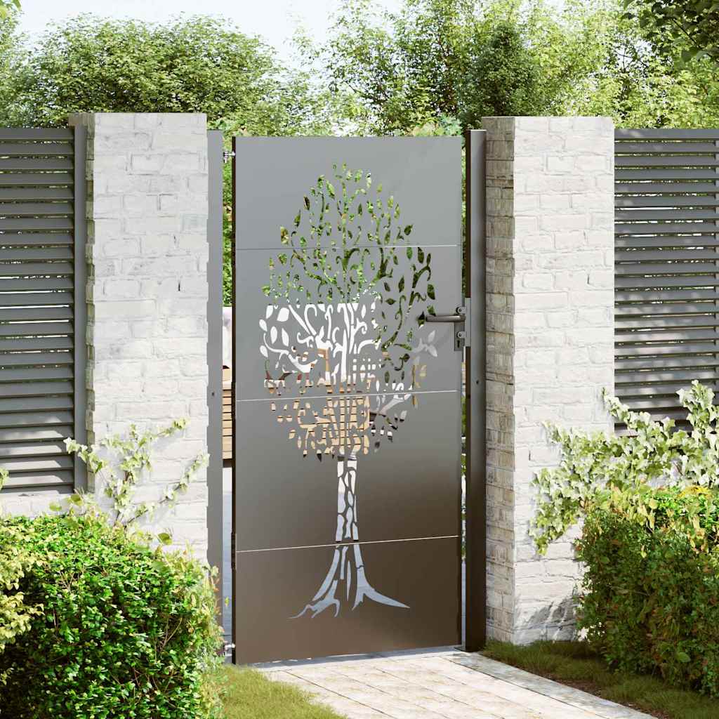 Cancello da giardino con blocco Nero 110 x 205 cm