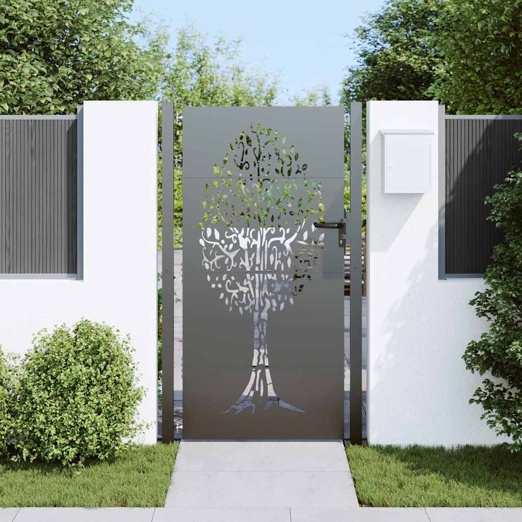 Cancello da giardino con blocco Nero 110 x 205 cm