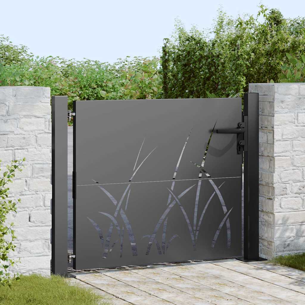 Cancello da giardino con blocco Nero 110 x 105 cm