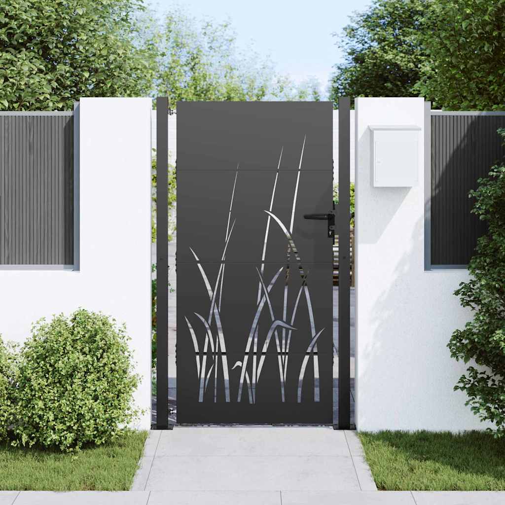 Cancello da giardino con blocco Nero 110 x 180 cm