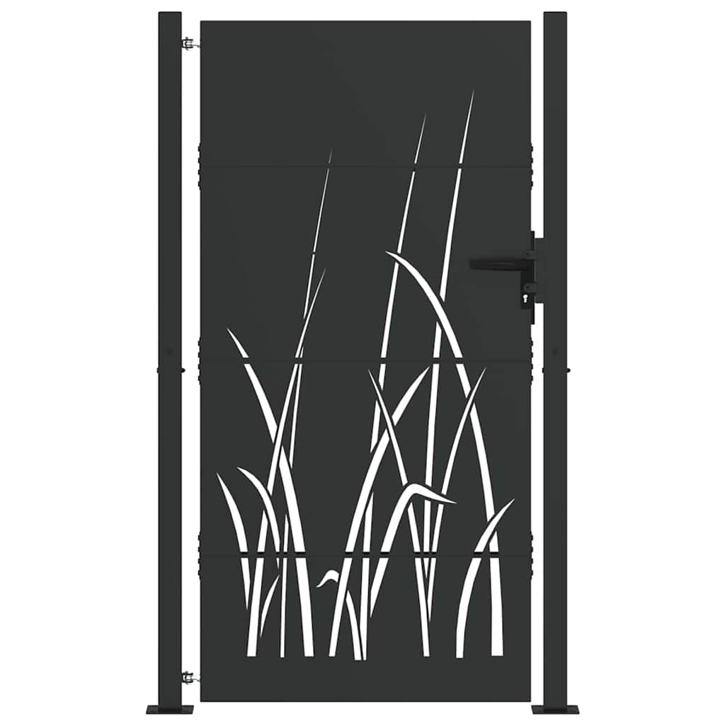 Cancello da giardino con blocco Nero 110 x 180 cm