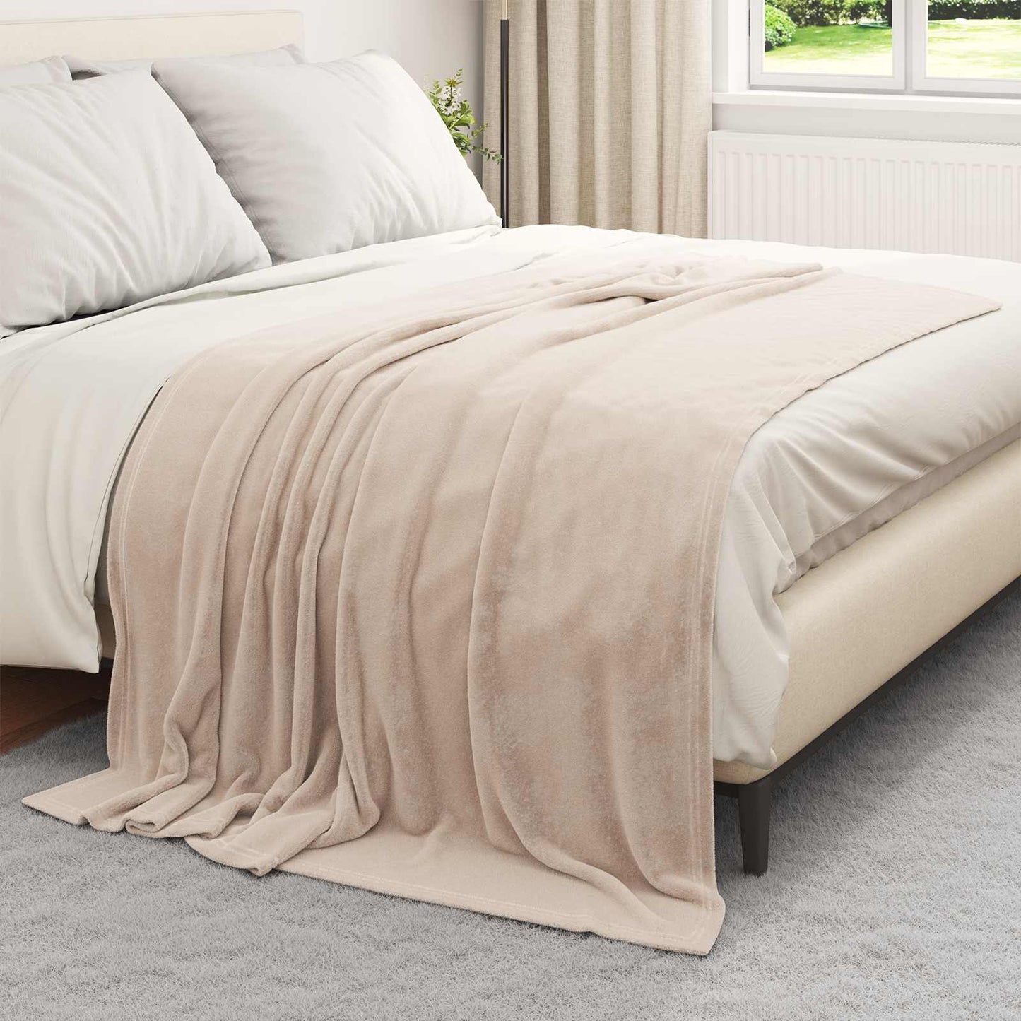 Coperte da Pile 6 pcs Beige 150 x 200 cm Panno