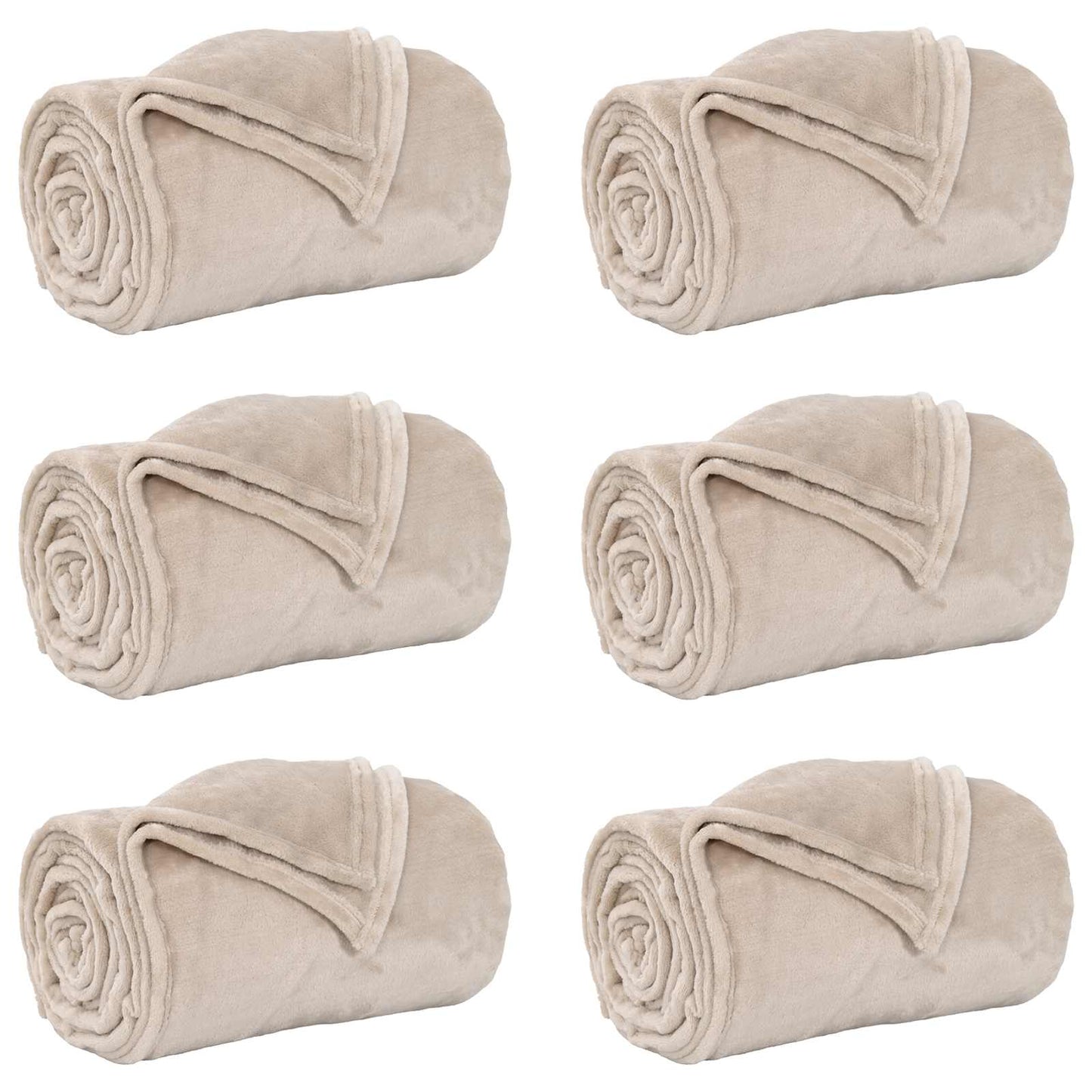 Coperte da Pile 6 pcs Beige 240 x 270 cm Panno