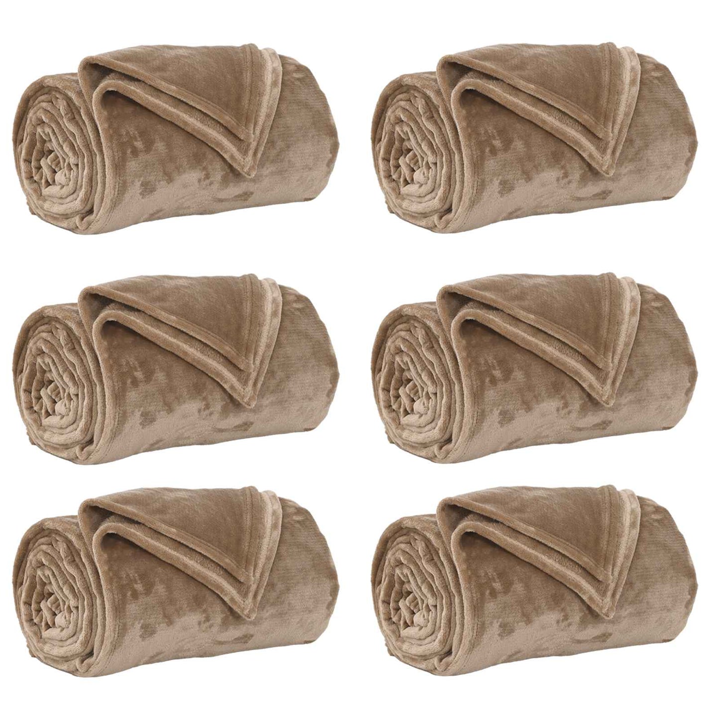 Coperte da Pile 6 pcs Cammello 130 x 150 cm Panno