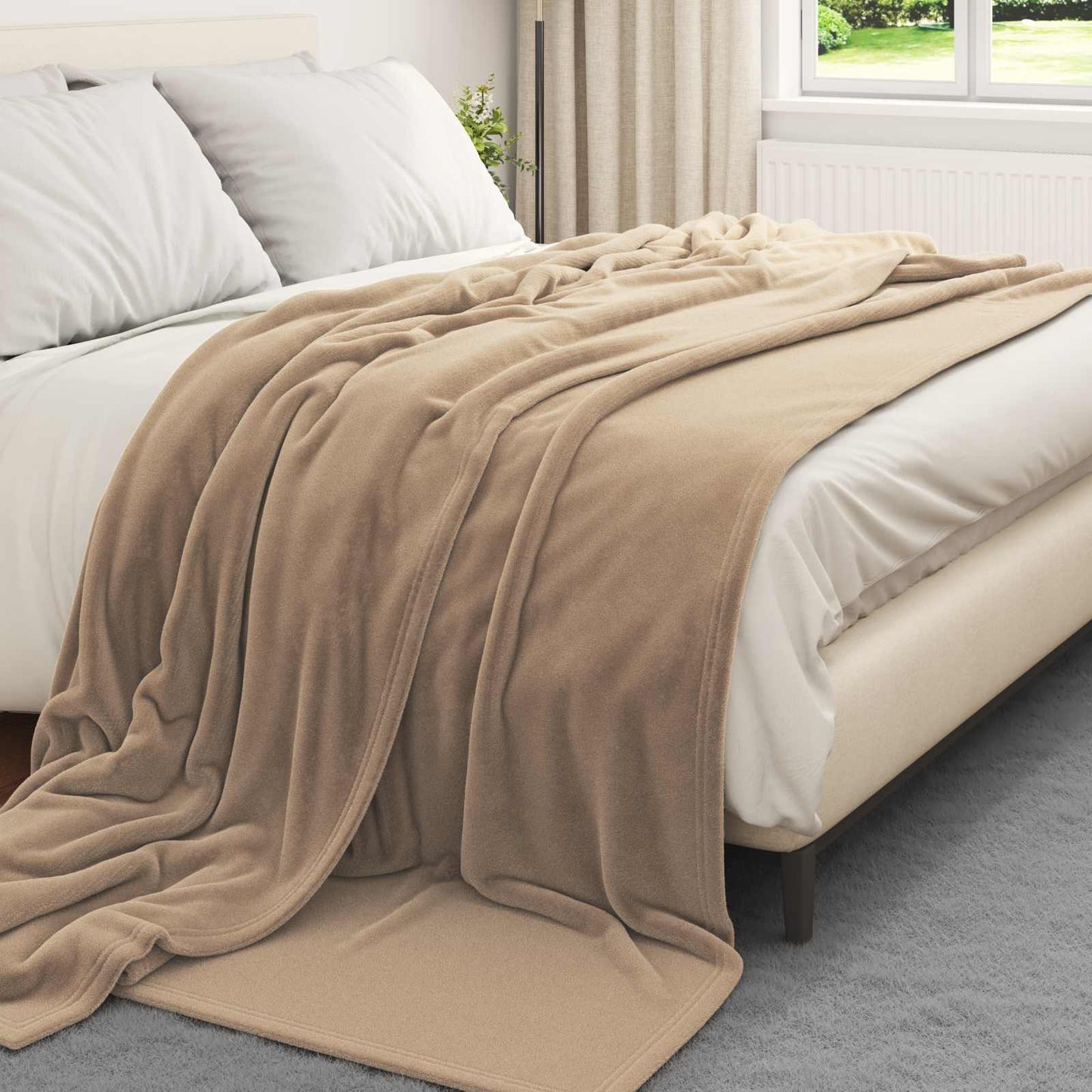 Coperte da Pile 6 pcs Cammello 240 x 270 cm Panno