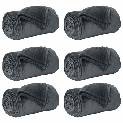 Coperte da Pile 6 pcs Grigio scuro 130 x 150 cm Panno