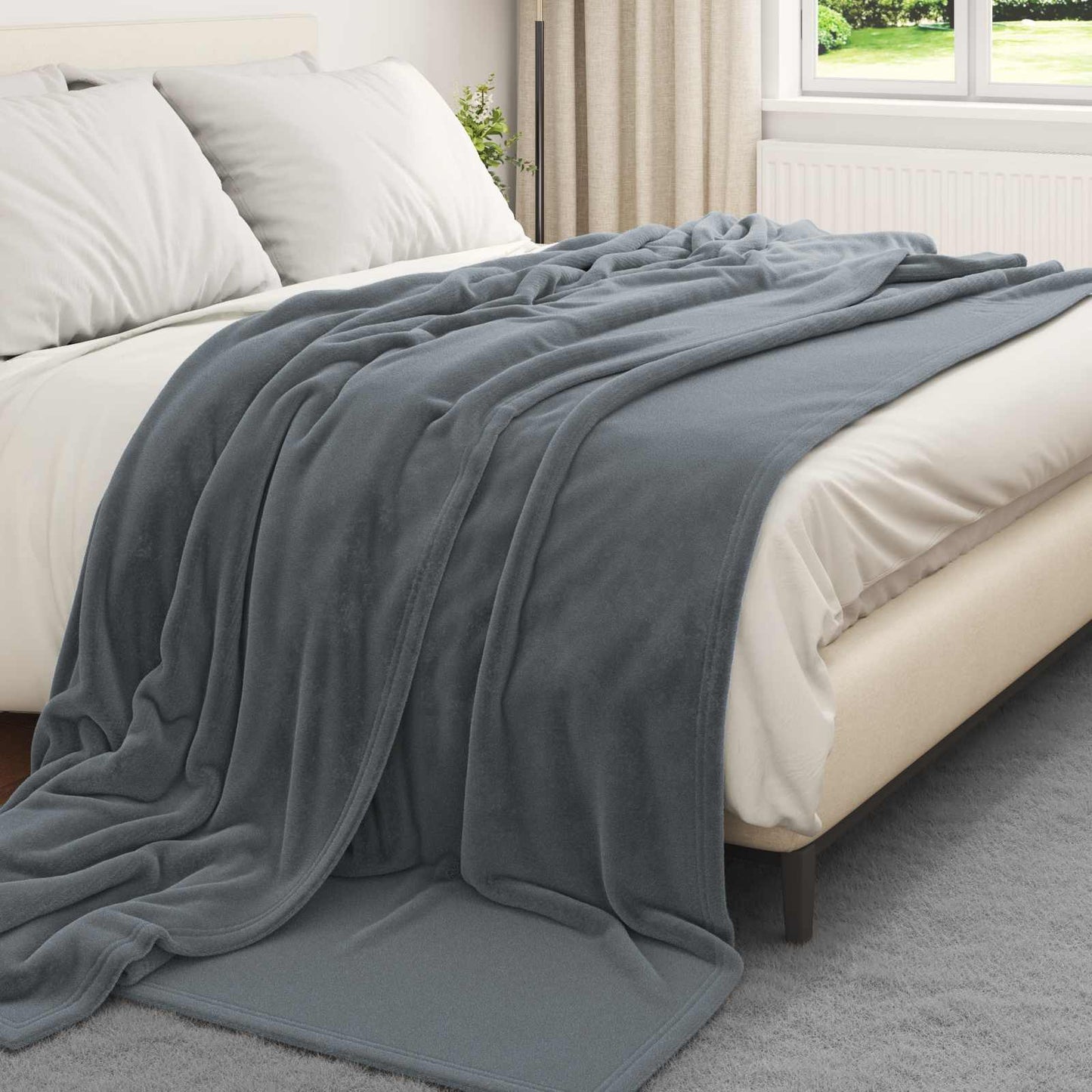 Coperte da Pile 6 pcs Grigio scuro 240 x 270 cm Panno