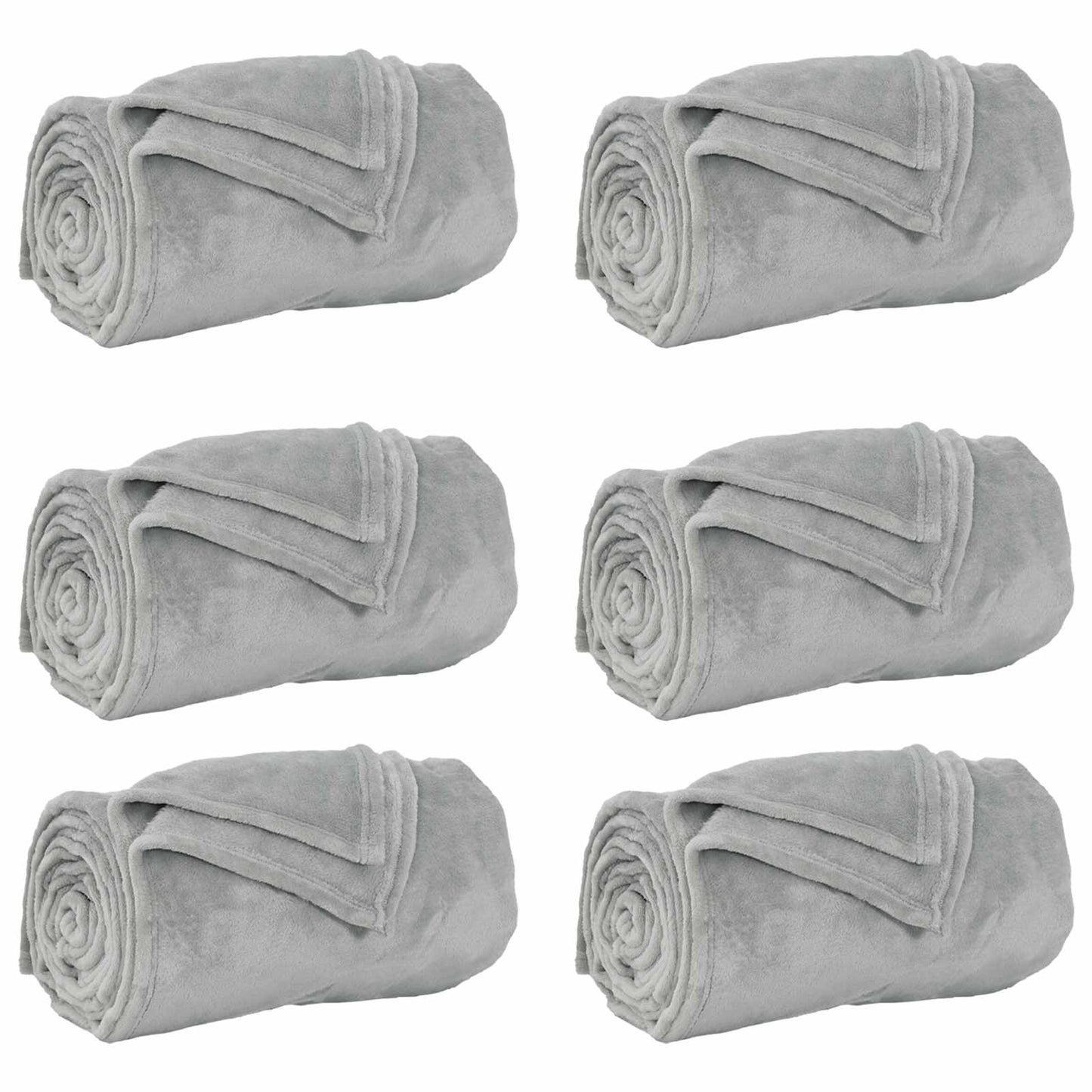 Coperte da Pile 6 pcs Grigio 220 x 240 cm Panno