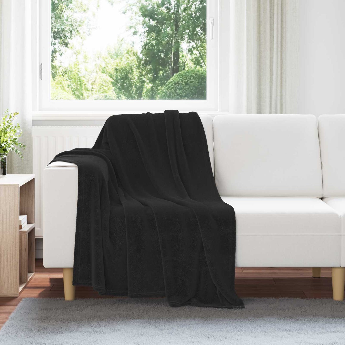 Coperte da Pile 6 pcs Nero 130 x 150 cm Panno