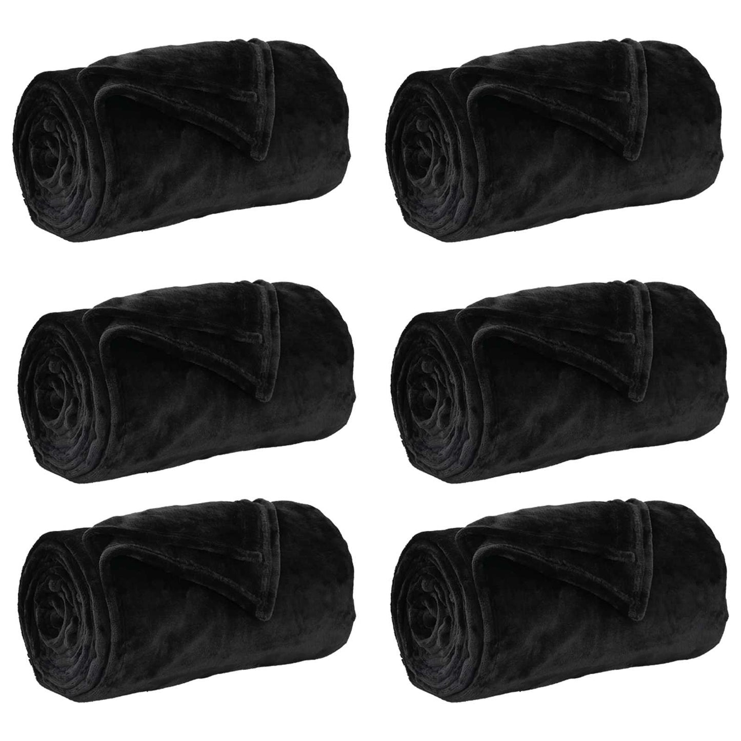 Coperte da Pile 6 pcs Nero 150 x 200 cm Panno