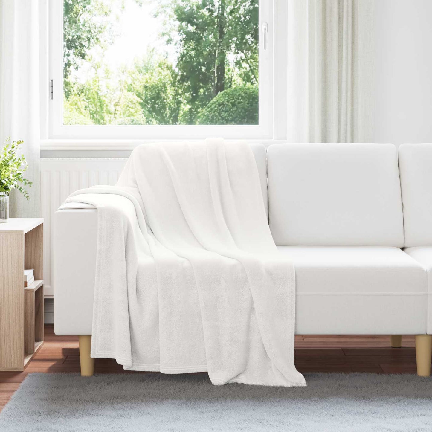 Coperte da Pile 6 pcs Bianco 130 x 150 cm Panno
