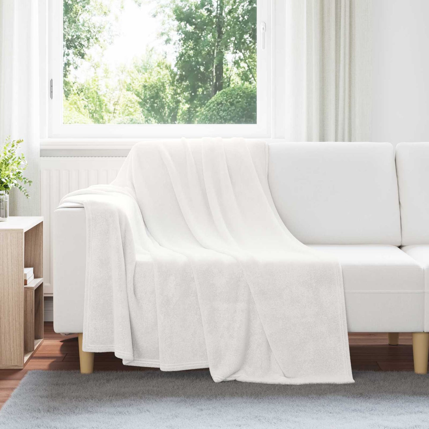 Coperte da Pile 6 pcs Bianco 150 x 200 cm Panno