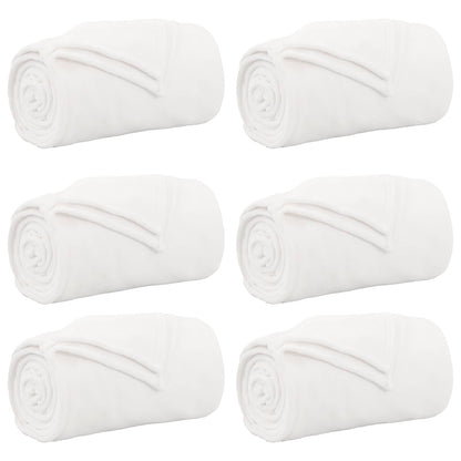 Coperte da Pile 6 pcs Bianco 150 x 200 cm Panno