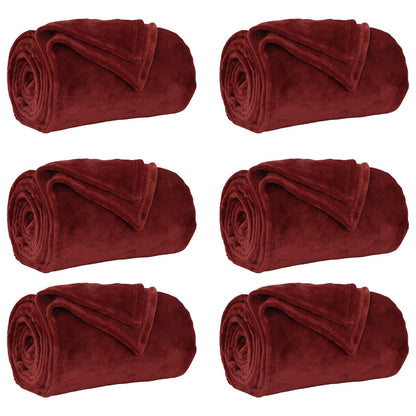 Coperte da Pile 6 pcs Rosso Bordeaux 130 x 150 cm Panno