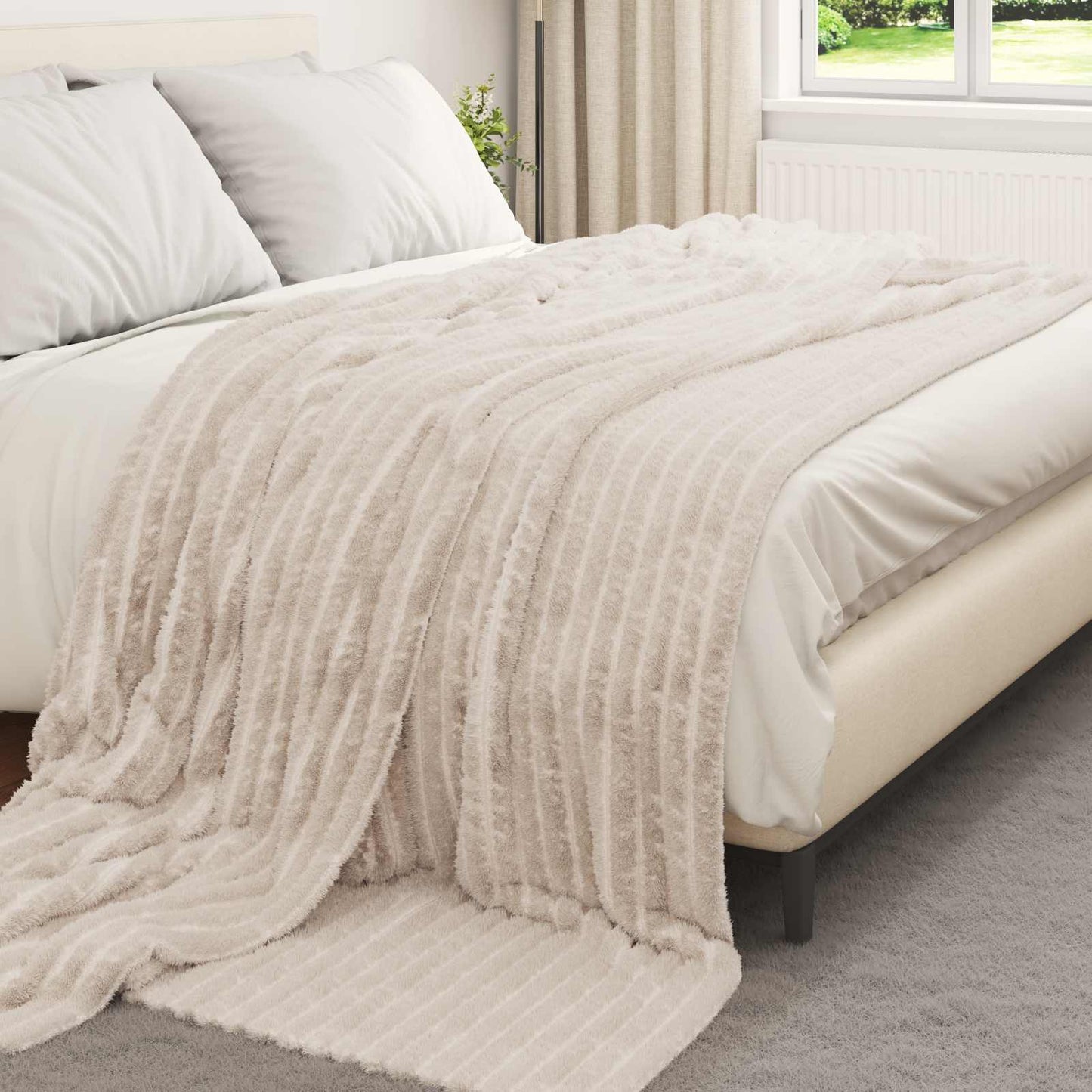 Coperta Beige 270 x 240 cm Panno