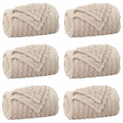 Coperte da Pile 6 pcs Beige 200 x 150 cm Panno