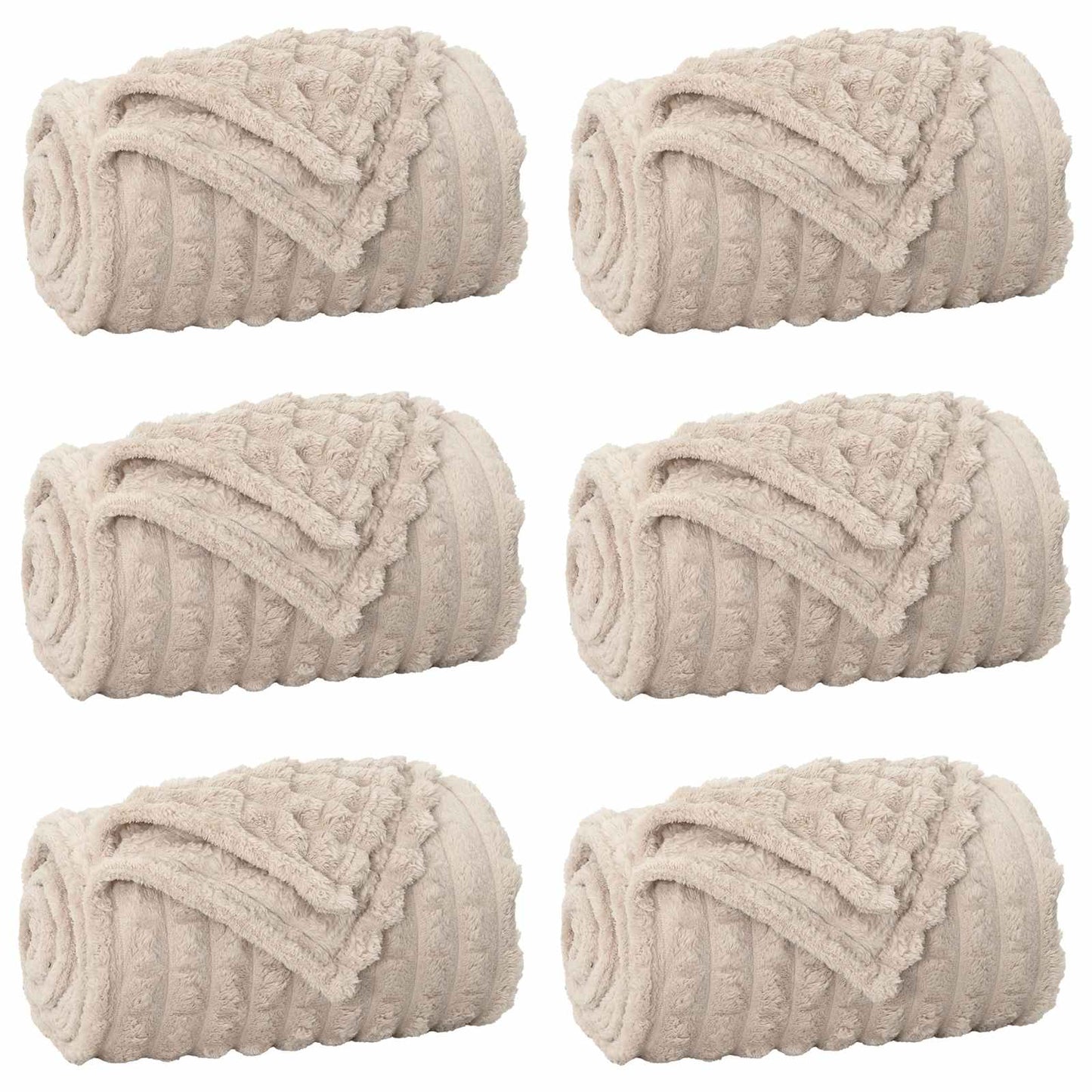 Coperte da Pile 6 pcs Beige 270 x 240 cm Panno