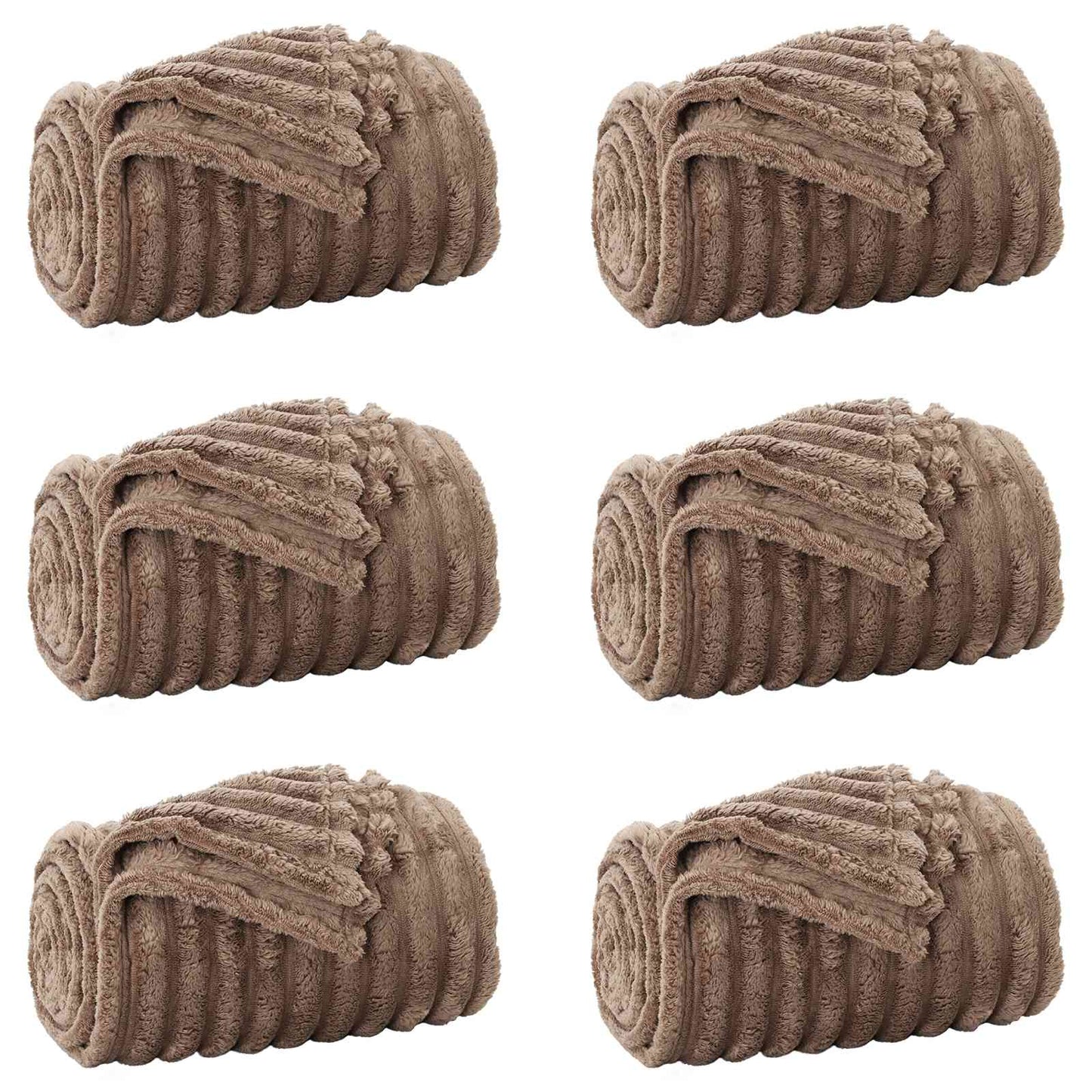Coperte da Pile 6 pcs Cammello 200 x 150 cm Panno