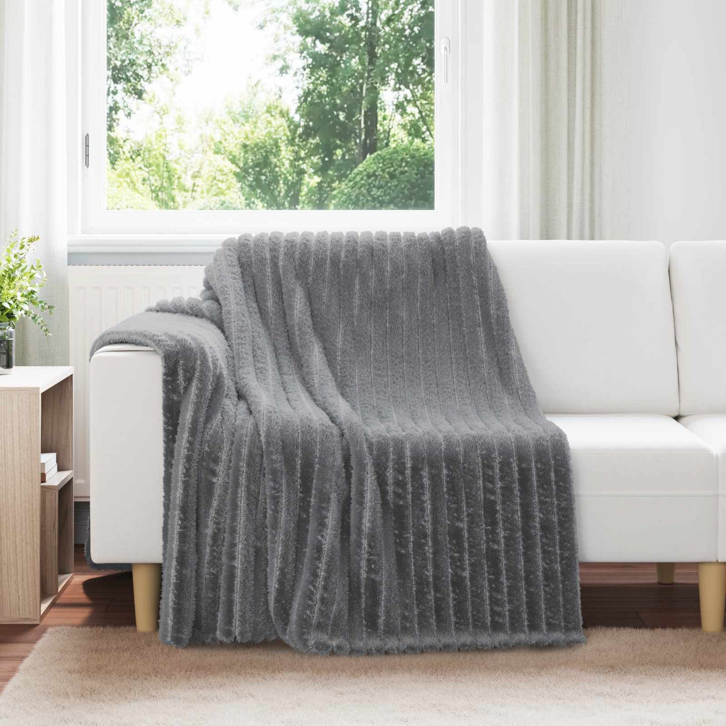 Coperte da Pile 6 pcs Grigio scuro 200 x 150 cm Panno