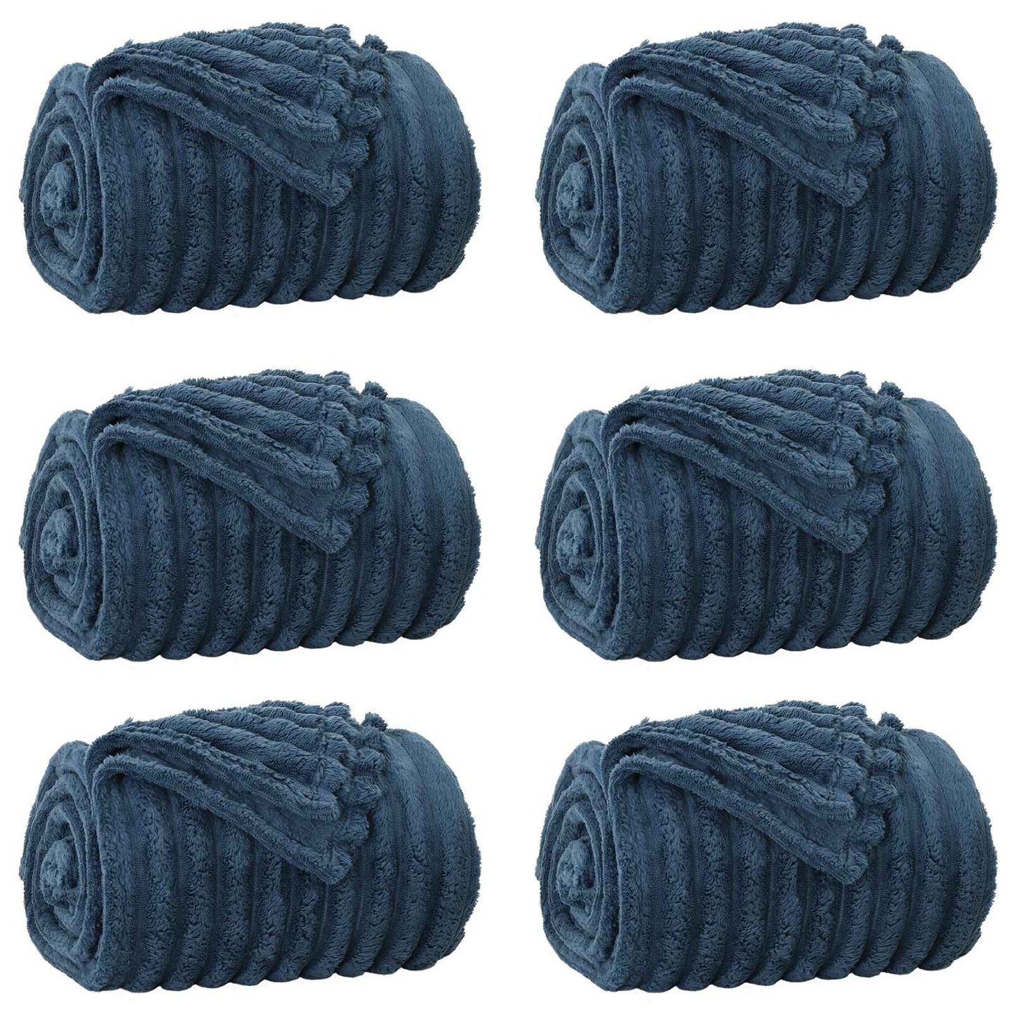 Coperte da Pile 6 pcs Blu navy 240 x 220 cm Panno