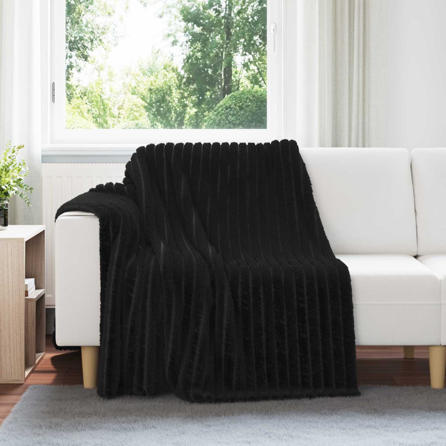 Coperte da Pile 6 pcs Nero 200 x 150 cm Panno