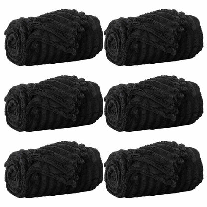 Coperte da Pile 6 pcs Nero 240 x 220 cm Panno