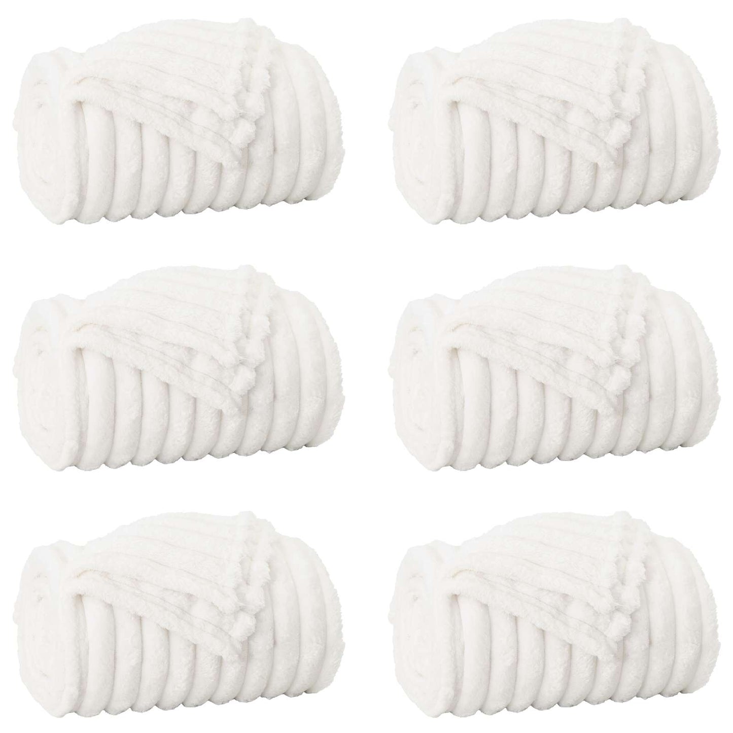 Coperte da Pile 6 pcs Bianco 150 x 130 cm Panno