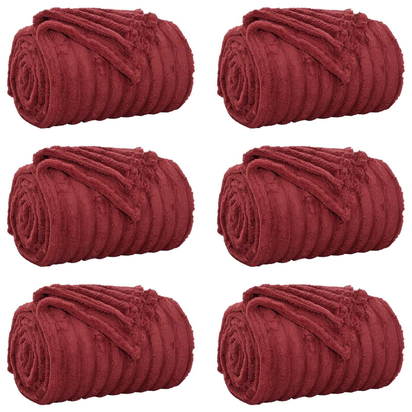 Coperte da Pile 6 pcs Rosso Bordeaux 150 x 130 cm Panno