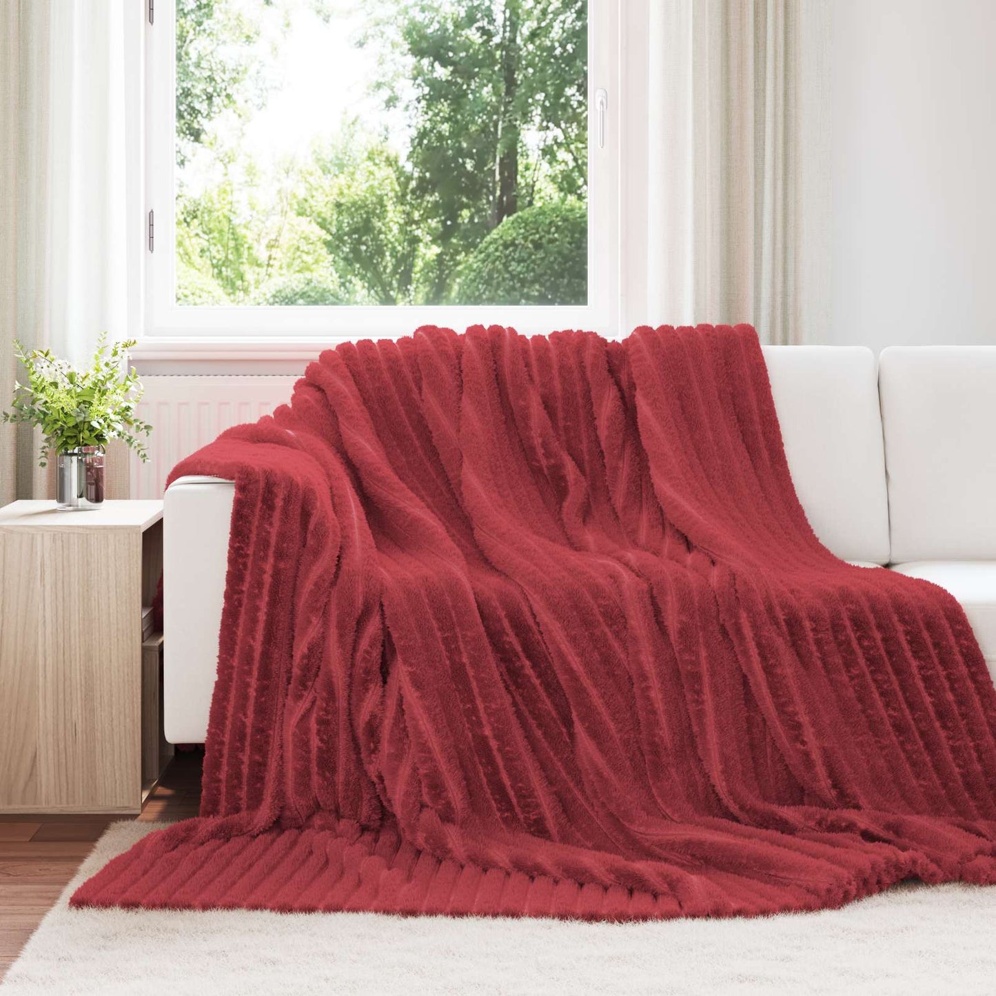 Coperte da Pile 6 pcs Rosso Bordeaux 240 x 220 cm Panno