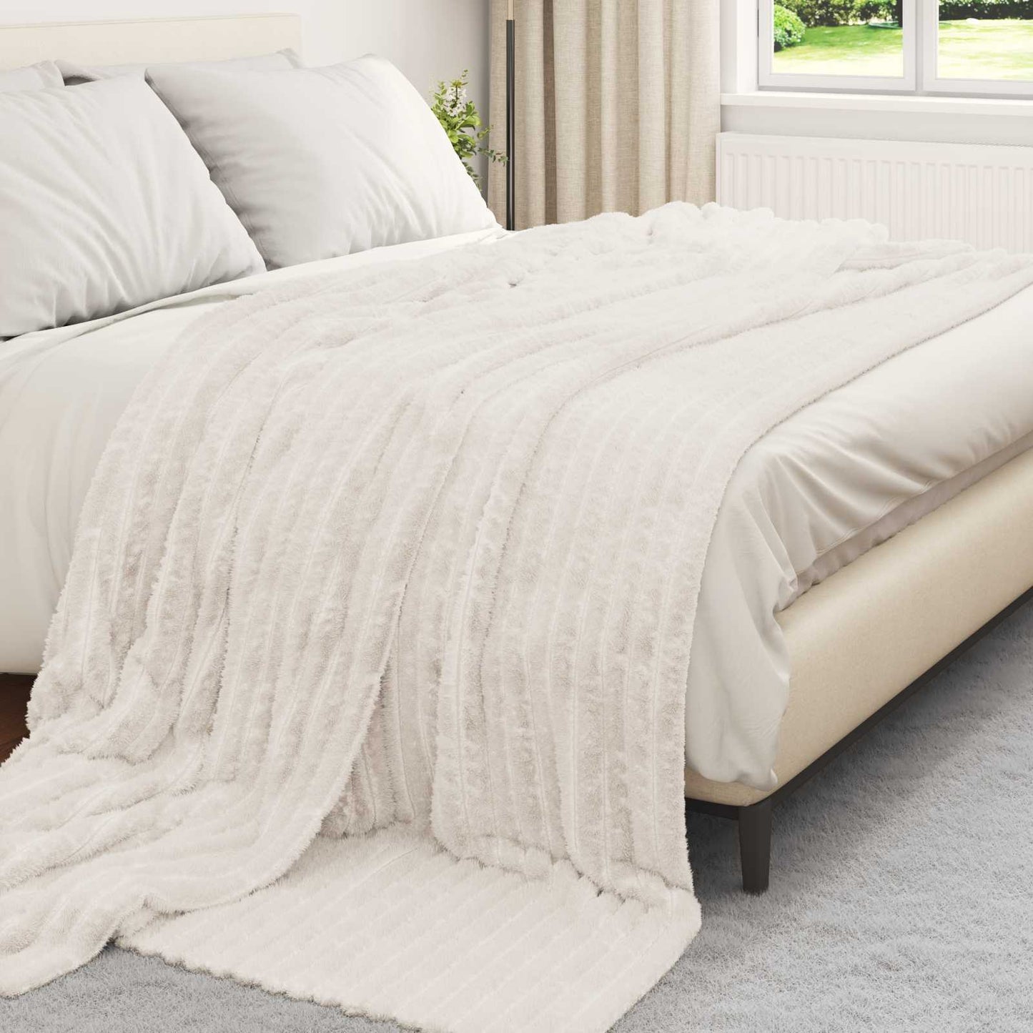Coperte da Pile 6 pcs Crema 240 x 220 cm Panno