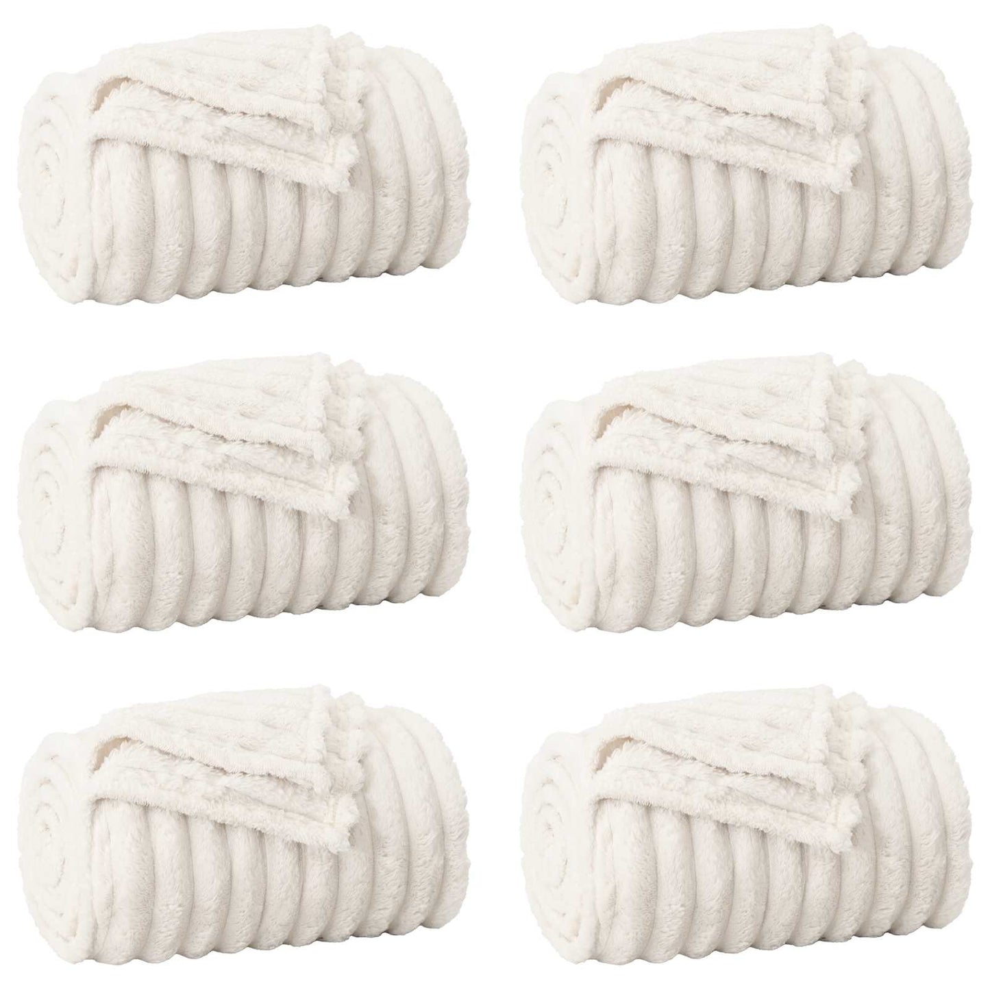 Coperte da Pile 6 pcs Crema 240 x 220 cm Panno
