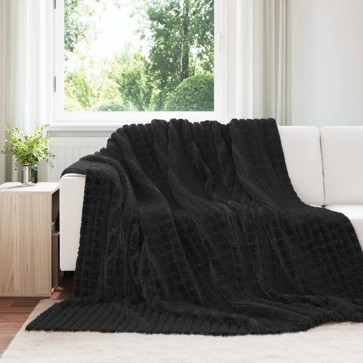 Coperta Nero 240 x 220 cm Panno