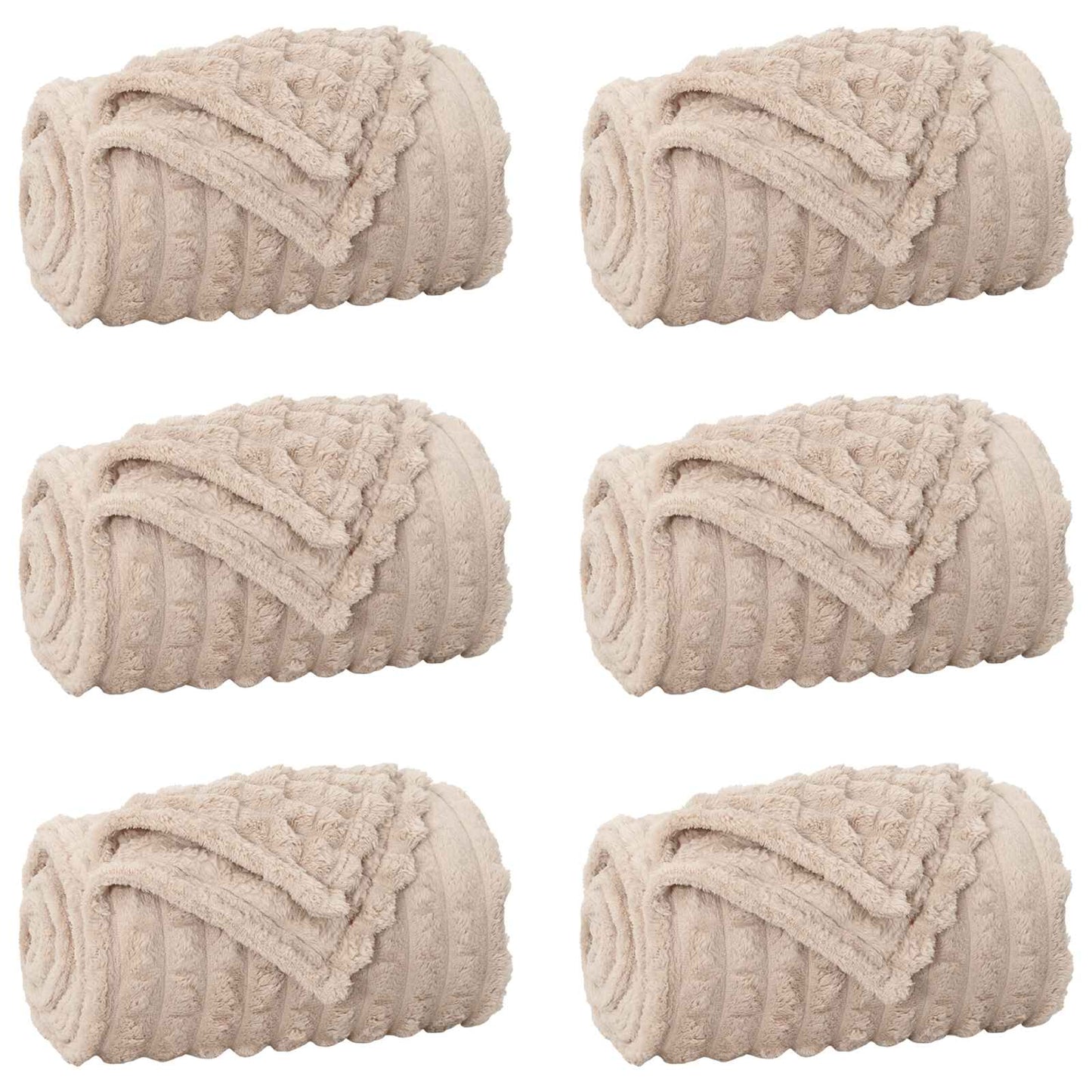 Coperte da Pile 6 pcs Beige 150 x 130 cm Panno