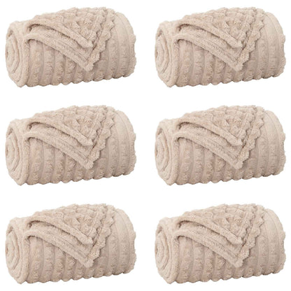 Coperte da Pile 6 pcs Beige 200 x 150 cm Panno
