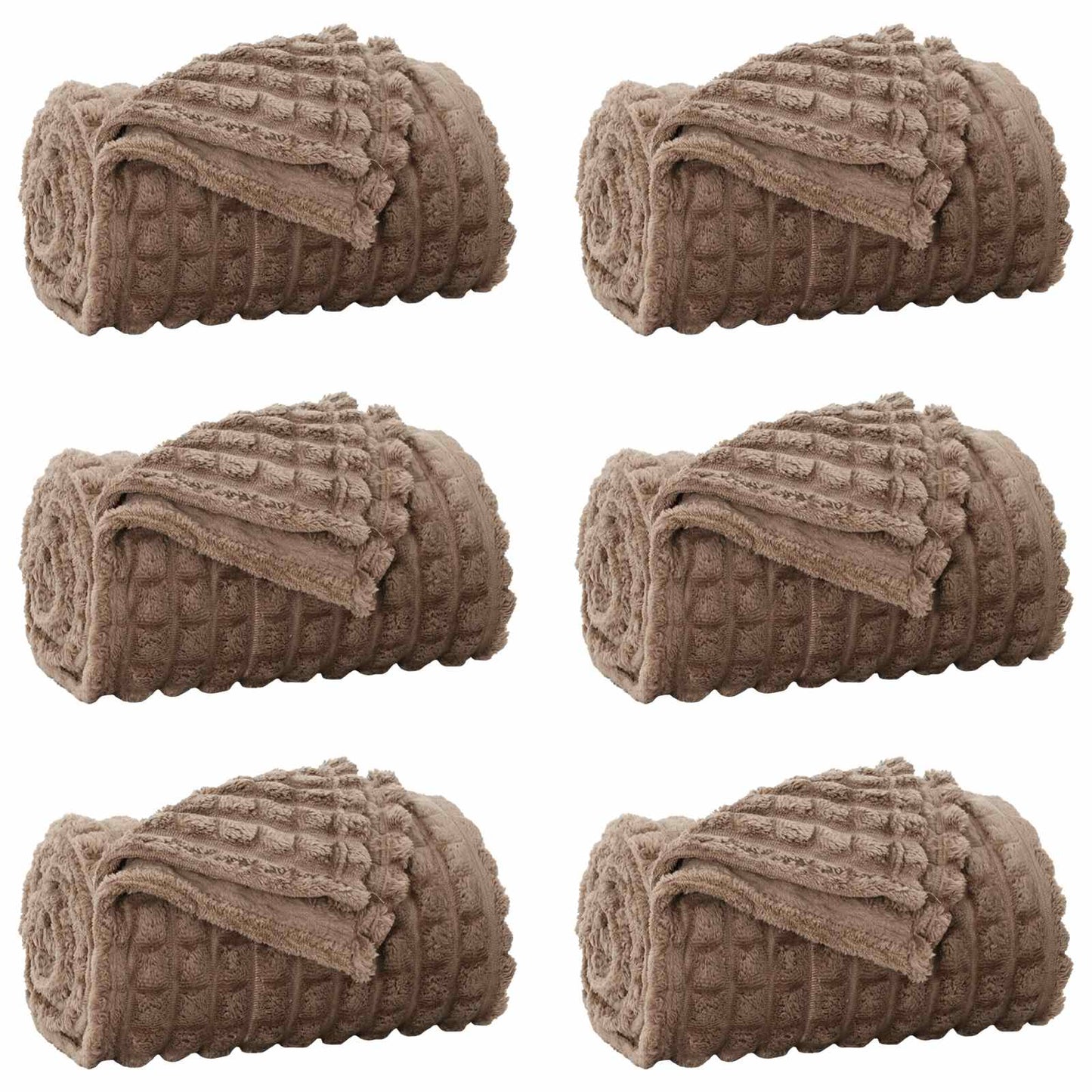 Coperte da Pile 6 pcs Cammello 240 x 220 cm Panno