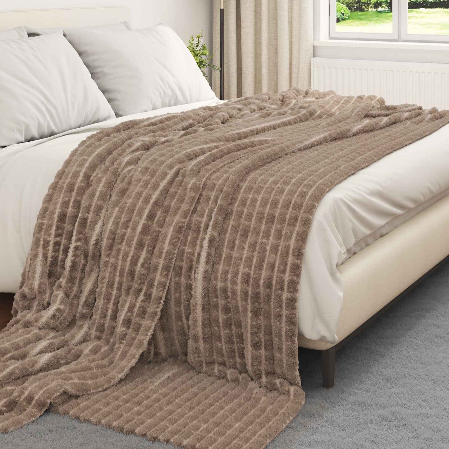 Coperte da Pile 6 pcs Cammello 270 x 240 cm Panno
