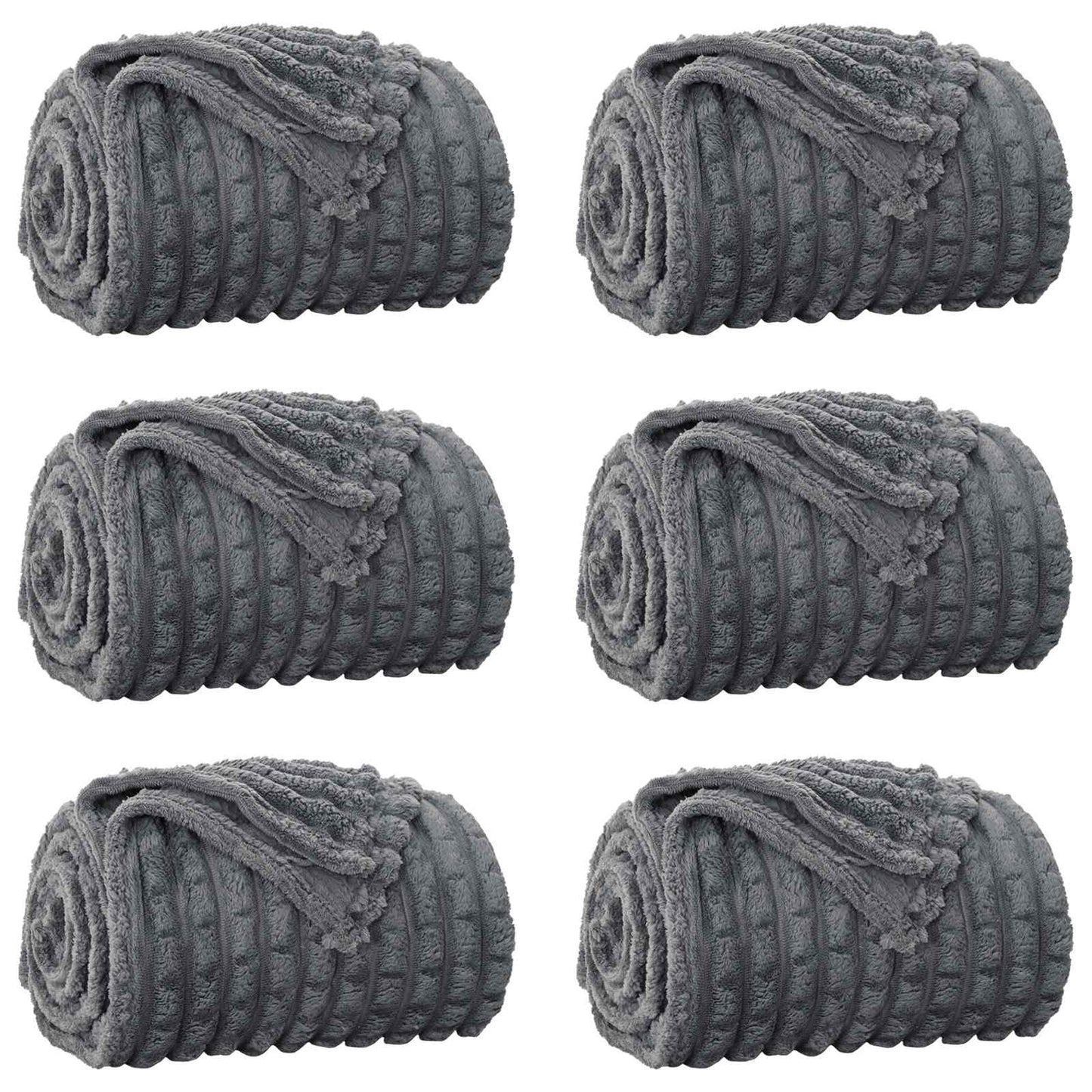 Coperte da Pile 6 pcs Grigio scuro 200 x 150 cm Panno