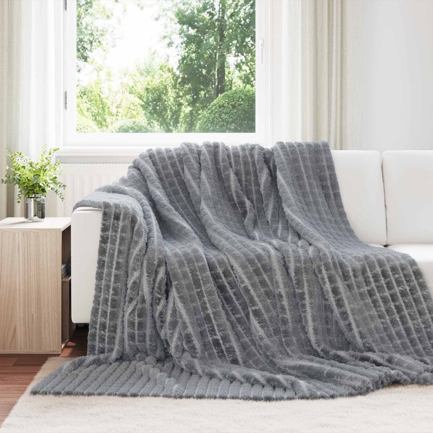 Coperte da Pile 6 pcs Grigio scuro 270 x 240 cm Panno