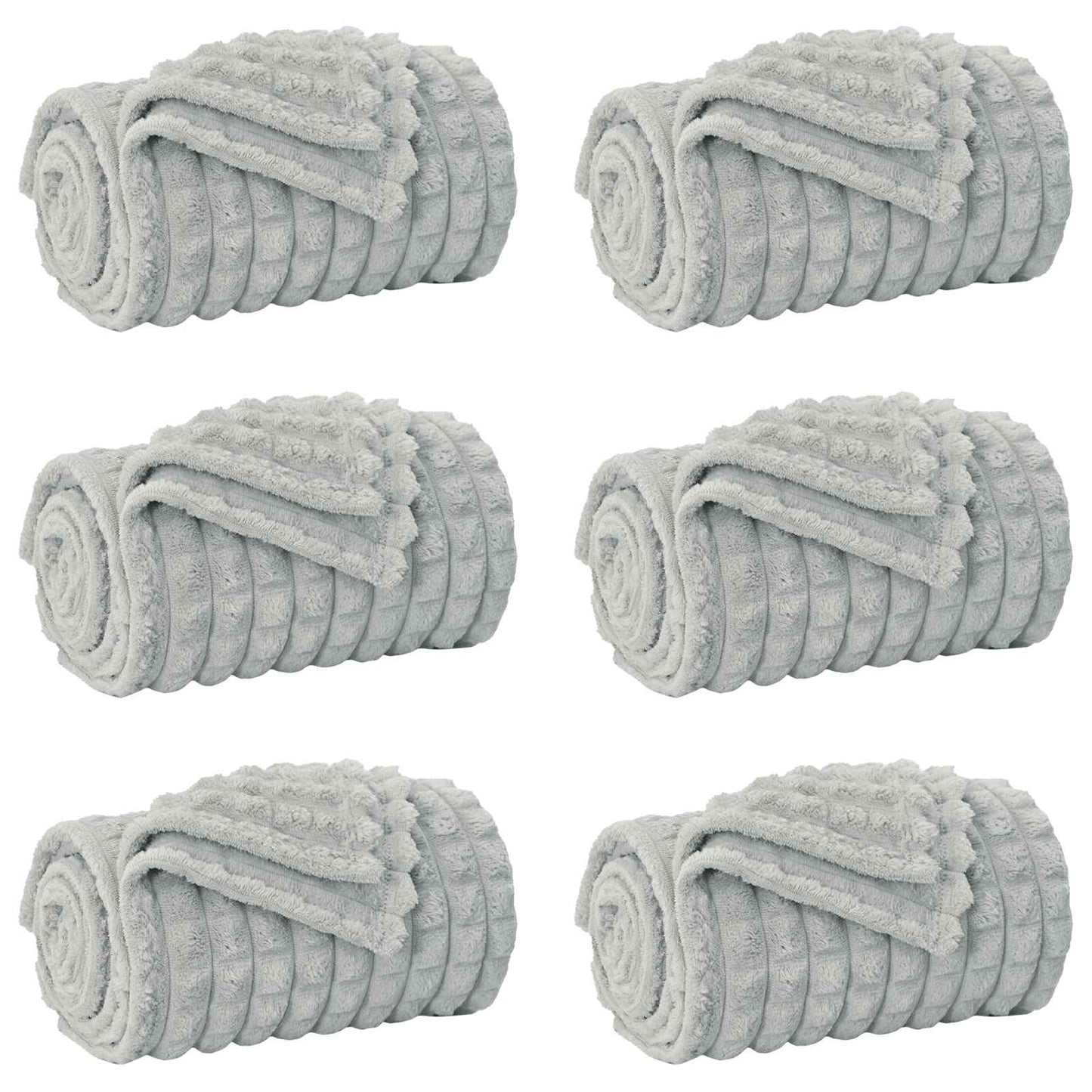 Coperte da Pile 6 pcs Grigio 200 x 150 cm Panno