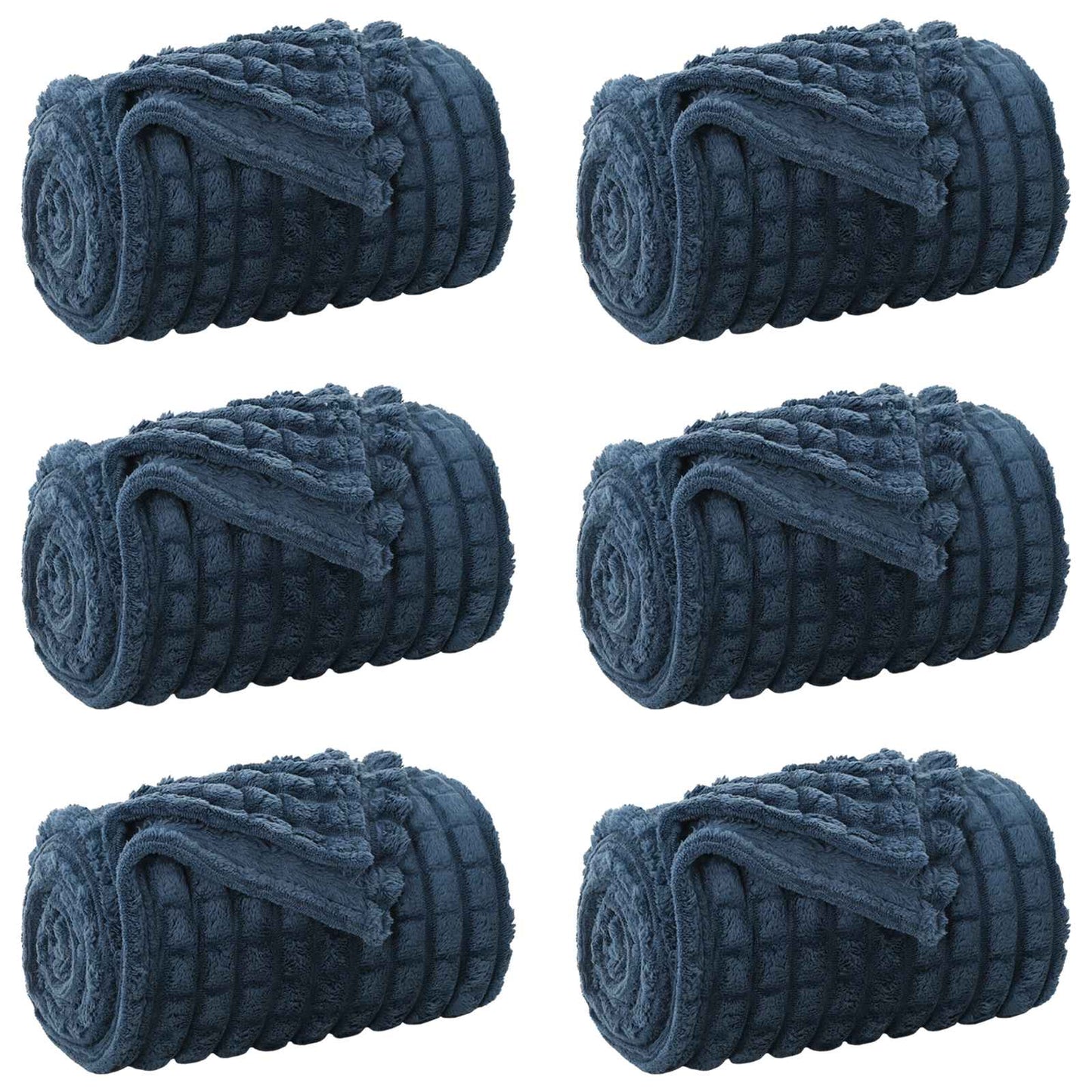 Coperte da Pile 6 pcs Blu navy 240 x 220 cm Panno