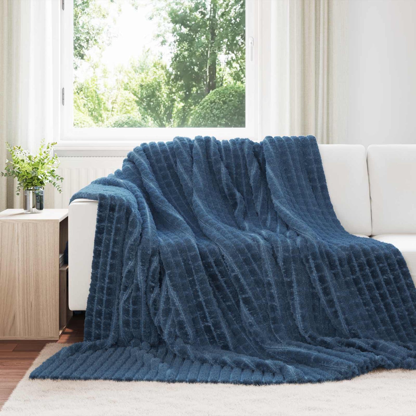 Coperte da Pile 6 pcs Blu navy 270 x 240 cm Panno