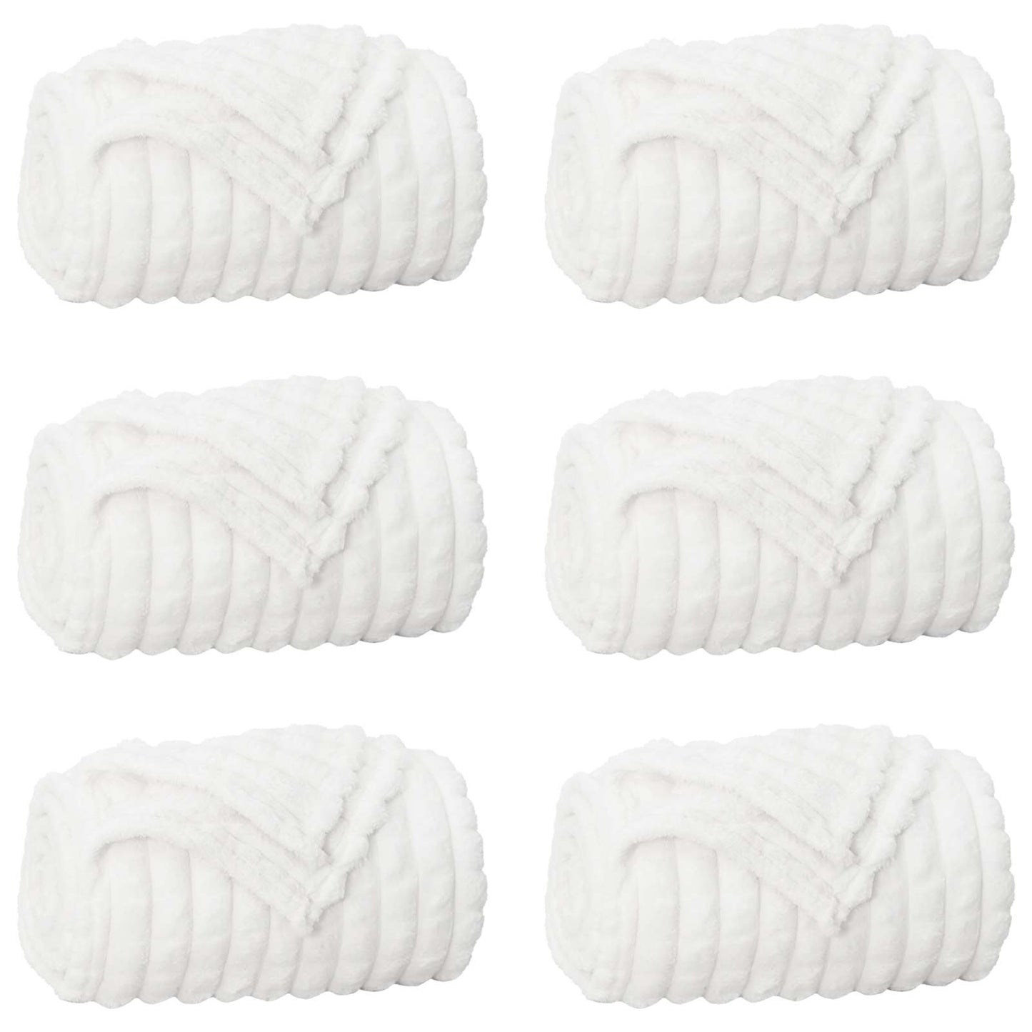 Coperte da Pile 6 pcs Bianco 200 x 150 cm Panno